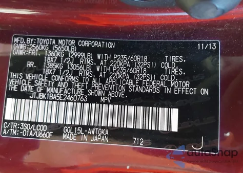 2014 Lexus Rx 350 z USA, uszkodzony, nr VIN JTJBK1BA5E2460763